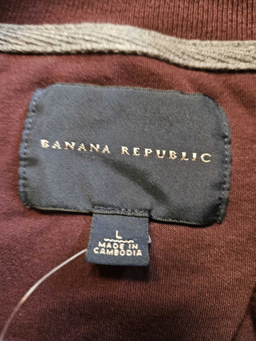 Banana Republic Men's Merlot Full-Zip Sweater with Contrast Trim